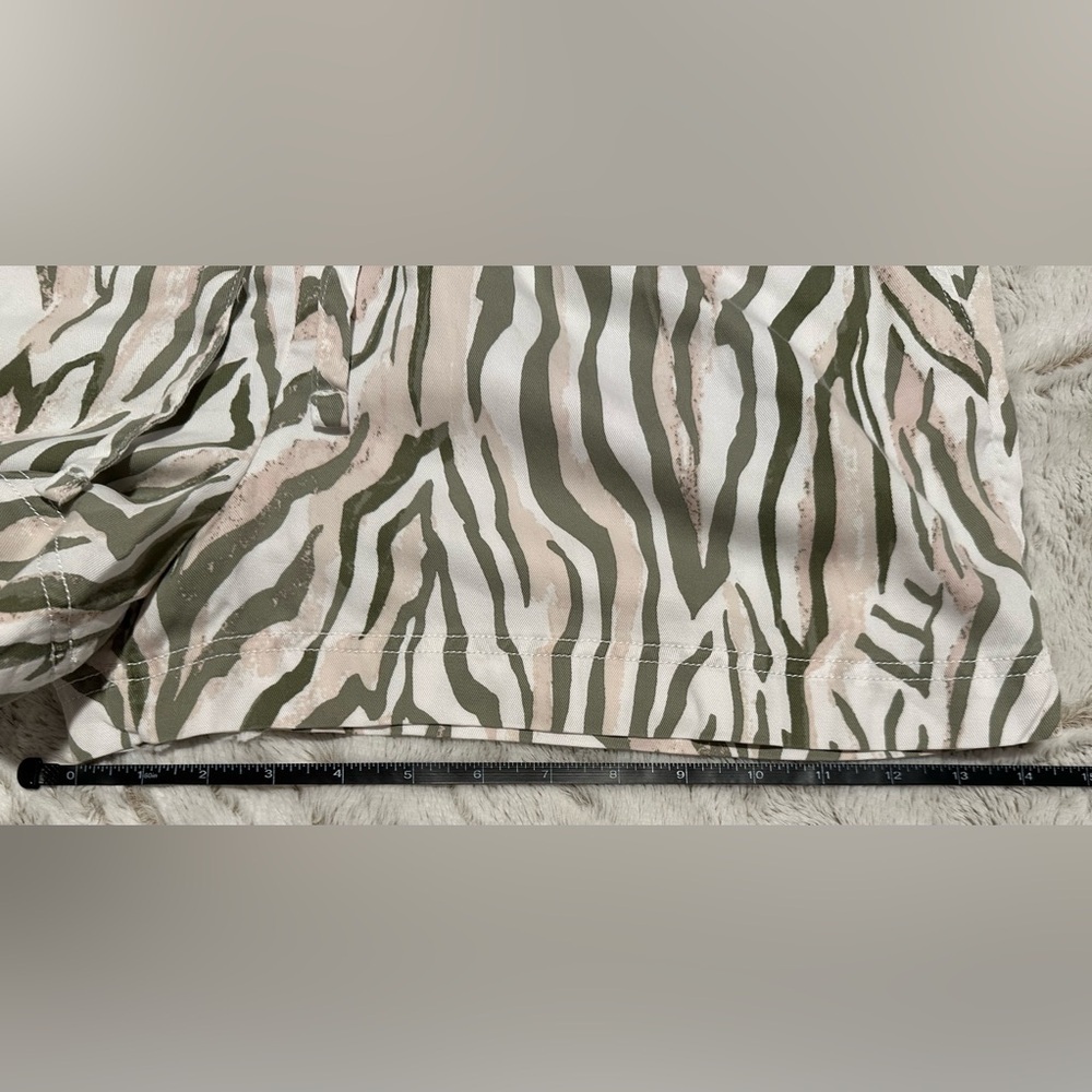 Calypso St. Barth High Waist Zebra Print Shorts - Green and Cream - Picture 7 of 11